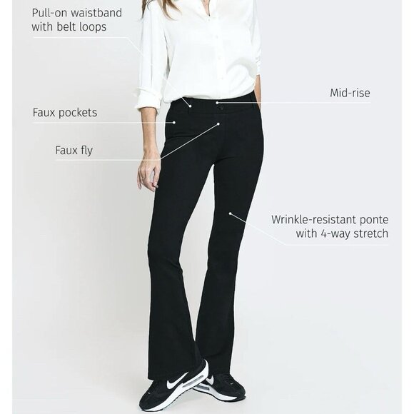 Betabrand Womens Classic Dress Yoga Pant Petite Size L Black Bootcut Pull On NWT - Picture 3 of 16